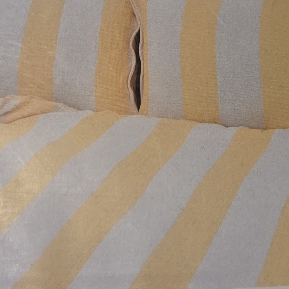Inup Duvet Set King Size 100% Washed Cottom Yellow Stripe Made In Portugal